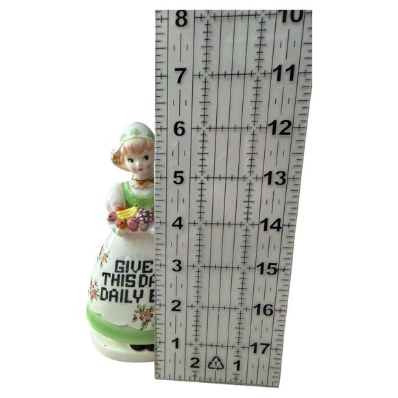 VTG Japan Porcelain Napkin Holder Girl Figurine Daily Bread Repaired - Picture 9 of 9